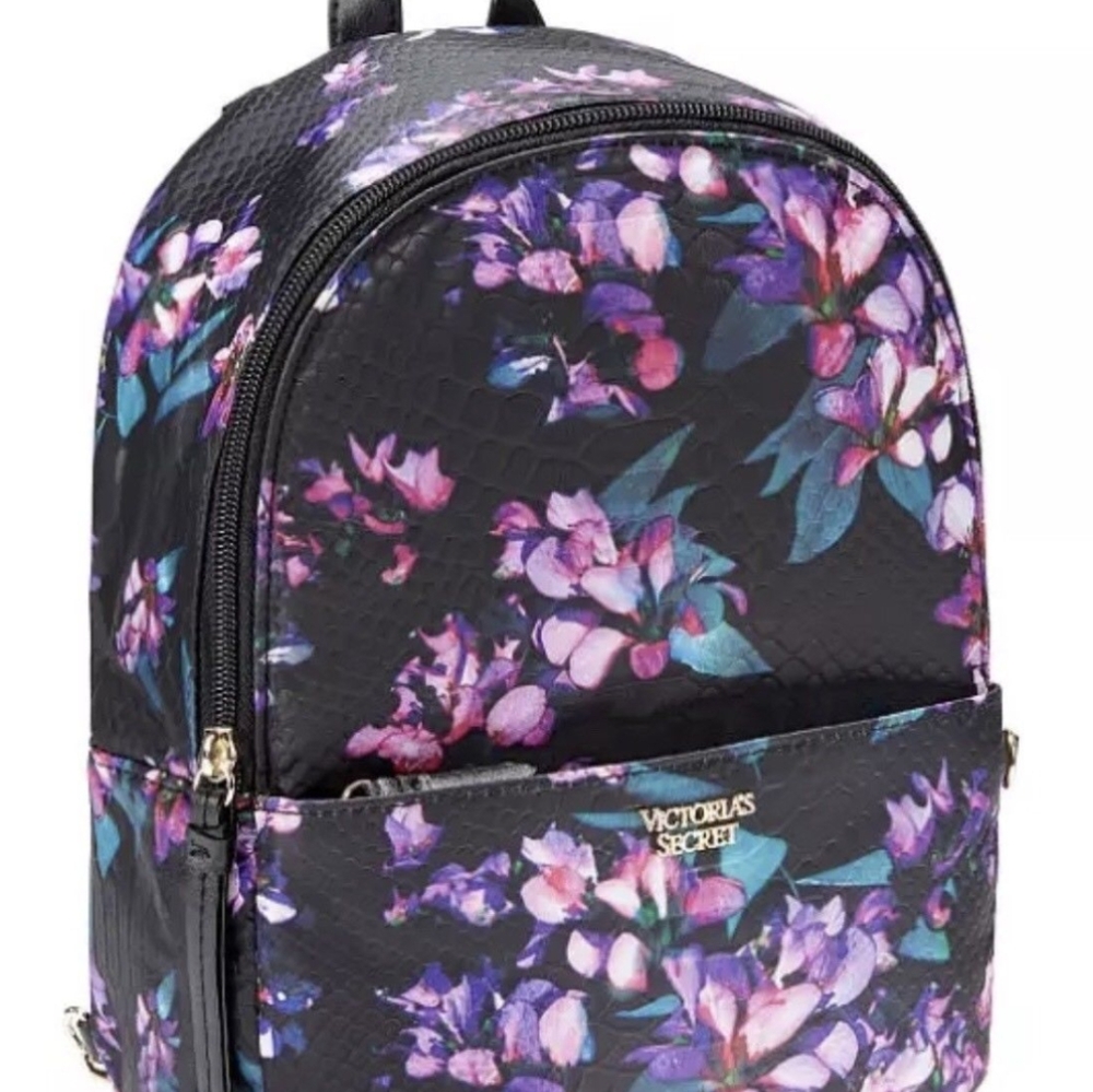 Victoria's secret mini backpack floral design purple city small bag